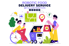 10 Robotic Food Delivery Service Illustration Product Image 1