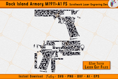 Rock Island M1911 A1 FS Scrollwork Laser Engraving SVG