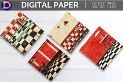 Rockabilly Red Diner Digital Paper Product Image 1