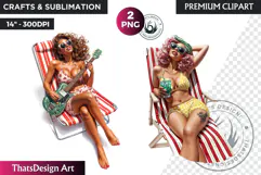 Rockabilly Summer girls Clipart, Beach Girl sublimation PNG Product Image 1