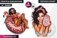 Rockabilly Summer girls Clipart, Beach Girl sublimation PNG Product Image 1