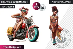 Rockabilly Summer girls Clipart, Beach Girl sublimation PNG Product Image 1