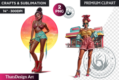 Rockabilly Summer girls Clipart, Beach Girl sublimation PNG Product Image 1