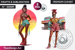 Rockabilly Summer girls Clipart, Beach Girl sublimation PNG Product Image 1