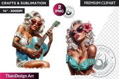 Rockabilly Summer girls Clipart, Beach Girl sublimation PNG Product Image 1