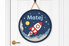 Rocket Ship Space Customized Sign Door Hanger SVG Product Image 2