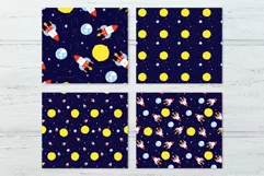 Boy tumbler wrap is 4 print designs with space rocket ship, moon, way in night in 3 sizes