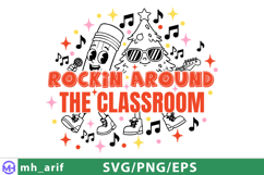 Retro Christmas Teacher Classroom SVG PNG T-shirt Design Product Image 2