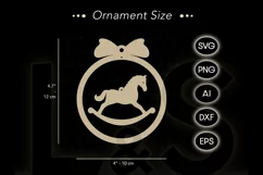 Christmas ornament svg file with rocking horse design 