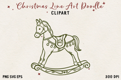 Rocking horse SVG PNG EPS, Vintage Line art Christmas Product Image 1