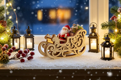 Rocking Sleigh with Santa Claus - Laser Cut File, SVG Plan Product Image 5