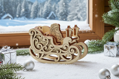 Rocking Sleigh with Santa Claus - Laser Cut File, SVG Plan Product Image 3
