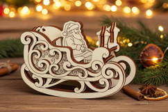 Rocking Sleigh with Santa Claus - Laser Cut File, SVG Plan Product Image 2