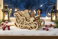 Rocking Sleigh with Santa Claus - Laser Cut File, SVG Plan Product Image 4