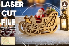 Rocking Sleigh with Santa Claus - Laser Cut File, SVG Plan Product Image 1