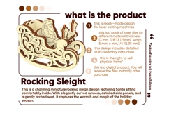 Rocking Sleigh with Santa Claus - Laser Cut File, SVG Plan Product Image 6