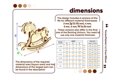 Rocking Unicorn - Laser Cut File, SVG Template of Toy Product Image 7