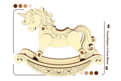 Rocking Unicorn - Laser Cut File, SVG Template of Toy Product Image 12