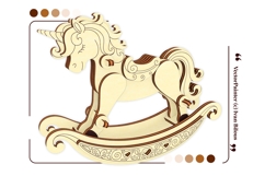Rocking Unicorn - Laser Cut File, SVG Template of Toy Product Image 10
