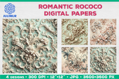 Rococo Floral Digital Papers with Pastel Baroque Ornament Product Image 1
