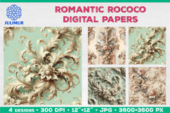 Rococo Floral Digital Papers with Pastel Baroque Ornament Product Image 1