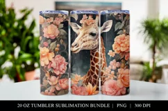20 oz Giraffe Skinny Tumbler Sublimation Design PNG Product Image 1