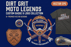 Vintage Motocross Dirt Bike Badge Bundle T-Shirt EPS Designs Product Image 1