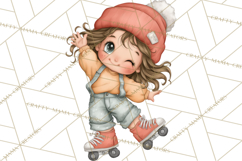 Retro Roller Skating Clipart PNG, 90s Valentine Clip Art Product Image 2