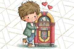 Retro Roller Skating Clipart PNG, 90s Valentine Clip Art Product Image 2