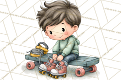 Retro Roller Skating Clipart PNG, 90s Valentine Clip Art Product Image 5