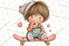 Retro Roller Skating Clipart PNG, 90s Valentine Clip Art Product Image 2