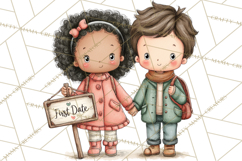 Retro Roller Skating Clipart PNG, 90s Valentine Clip Art Product Image 2