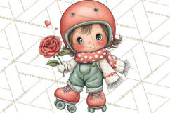 Retro Roller Skating Clipart PNG, 90s Valentine Clip Art Product Image 2