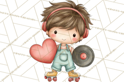 Retro Roller Skating Clipart PNG, 90s Valentine Clip Art Product Image 3