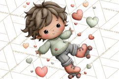 Retro Roller Skating Clipart PNG, 90s Valentine Clip Art Product Image 5