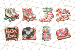 Retro Roller Skating Clipart PNG, 90s Valentine Clip Art Product Image 4
