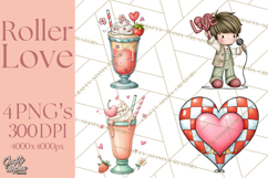 Retro Roller Skating Clipart PNG, 90s Valentine Clip Art Product Image 1