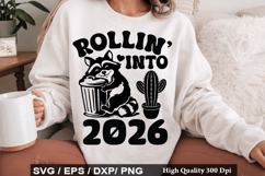 Rollin into 2026 SVG -Vintage Funny Raccoon Design Product Image 1