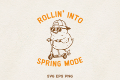 Rolling Into Spring Mode Chick SVG Funny Easter Chicken PNG Product Image 1