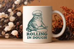 Rolling in Dough SVG, Funny Baking Cat PNG, Retro Cat Chef Product Image 3