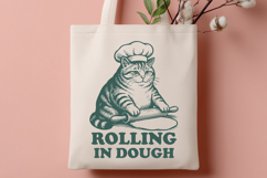 Rolling in Dough SVG, Funny Baking Cat PNG, Retro Cat Chef Product Image 2