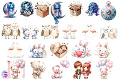 Romantic Animal and Playful Blue Gnome Girl clipart Product Image 2