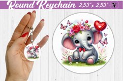 Round Keychain | Romantic Animal | Elephant Product Image 1