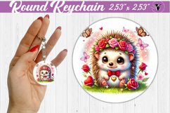 Round Keychain | Romantic Animal | Hedgehog Product Image 1