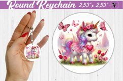 Round Keychain | Romantic Animal | Unicorn Product Image 1