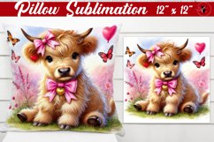 Pillow sublimation | Romantic Animal | Highland Cow Product Image 1