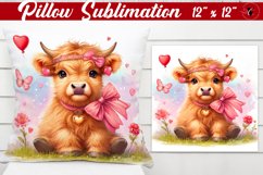 Pillow sublimation | Romantic Animal | Highland Cow Product Image 1