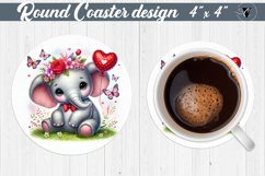 Round Coasters | Romantic Animal | Elephant Product Image 1
