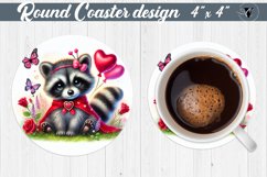 Round Coasters | Romantic Animal | Raccoon Product Image 1