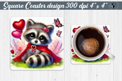 Square Coasters | Romantic Animal | Raccoon Product Image 1
